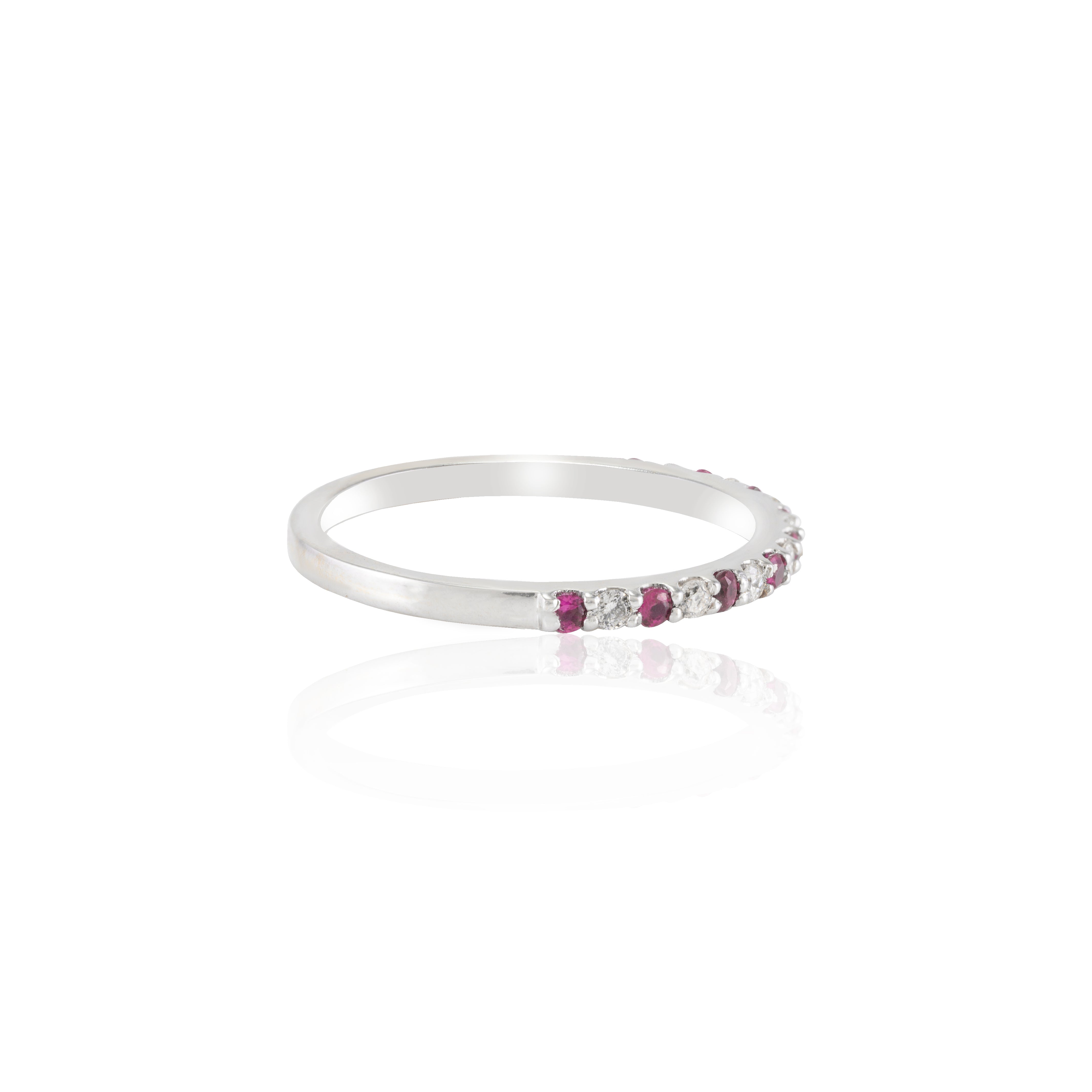 18K White Gold Ruby Diamond Eternity Band