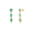 18K Yellow Gold Carved Emerald Diamond Earrings Thumbnail