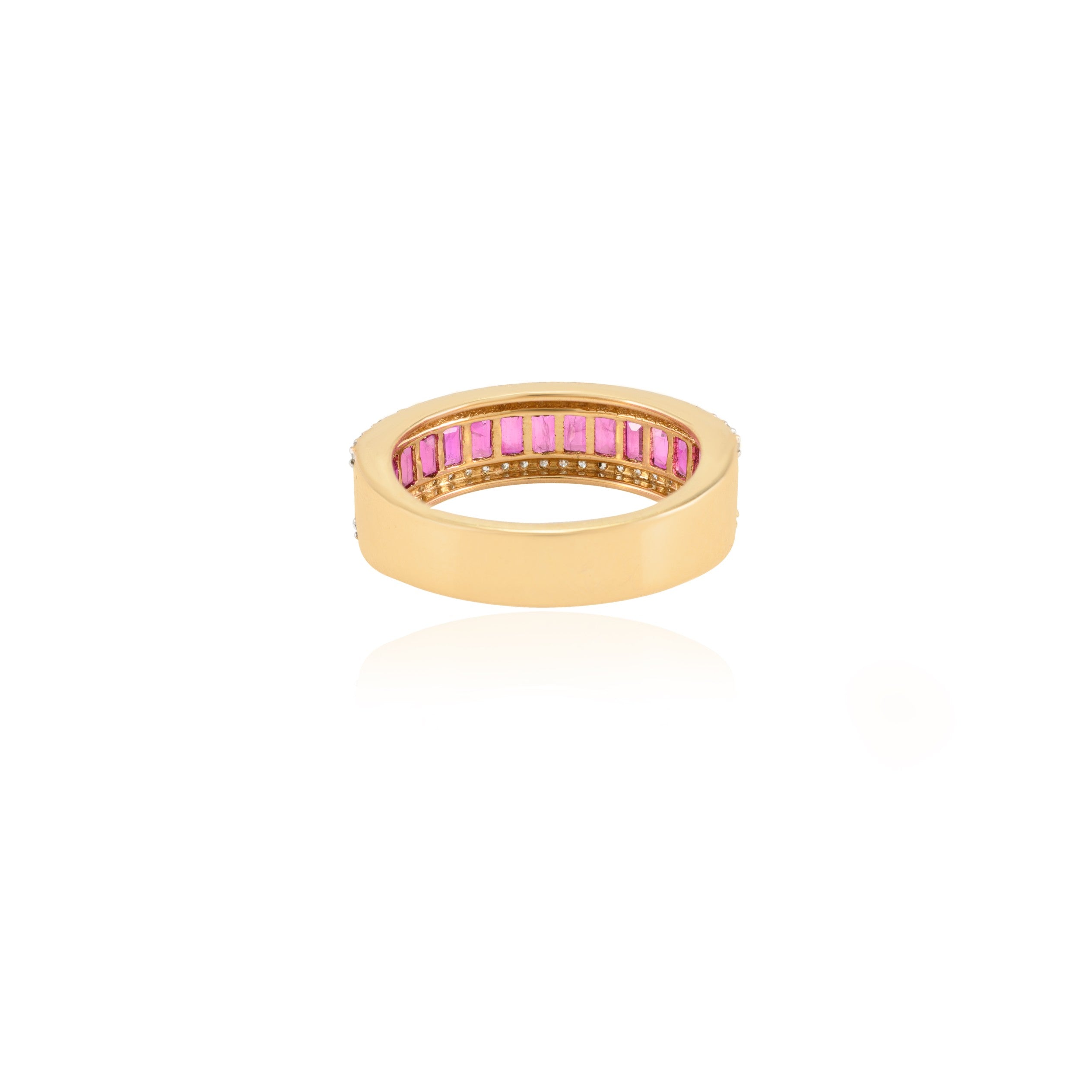 18K Gold Ruby & Diamond Engagement Band - vrjewels-us