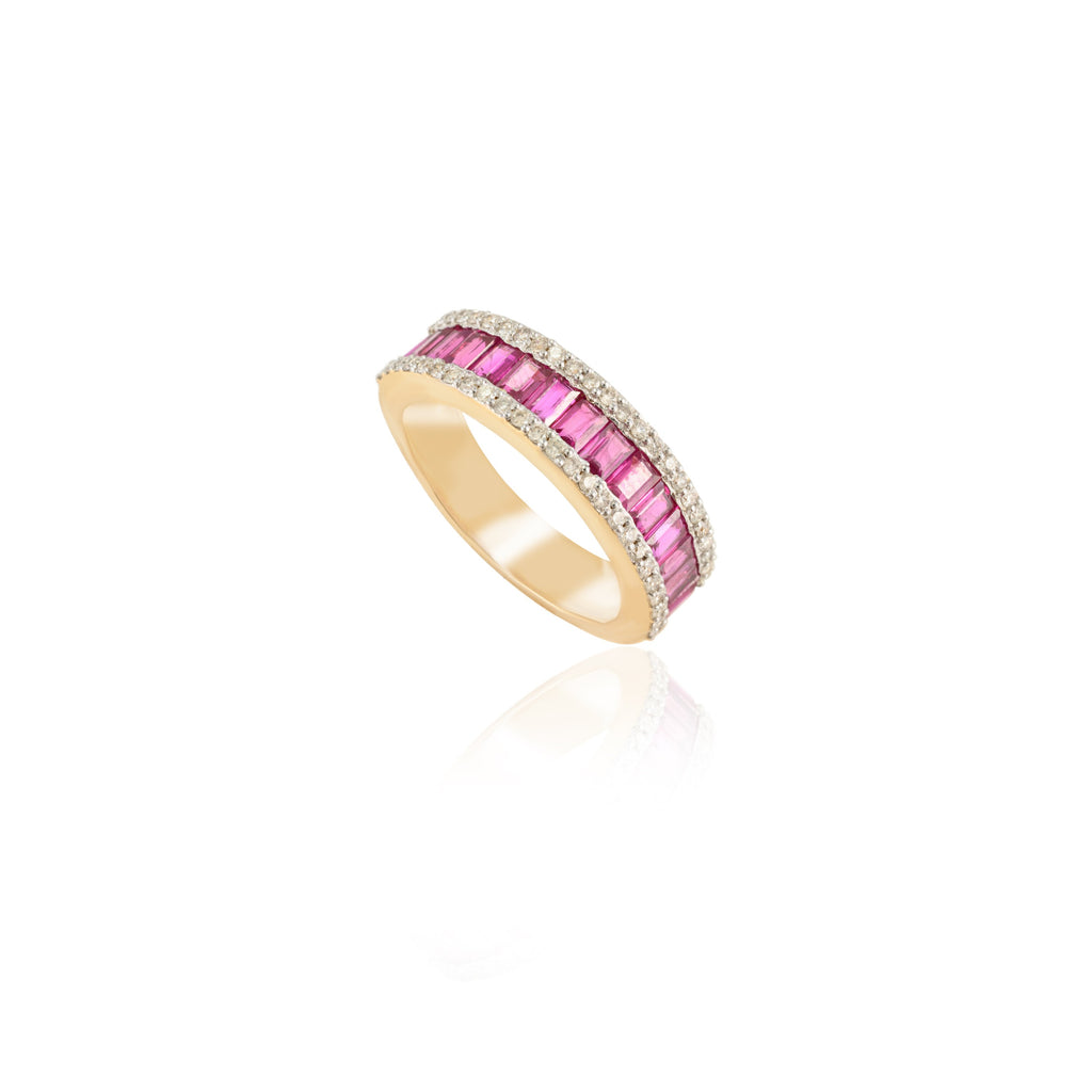 18K Gold Ruby & Diamond Engagement Band Image