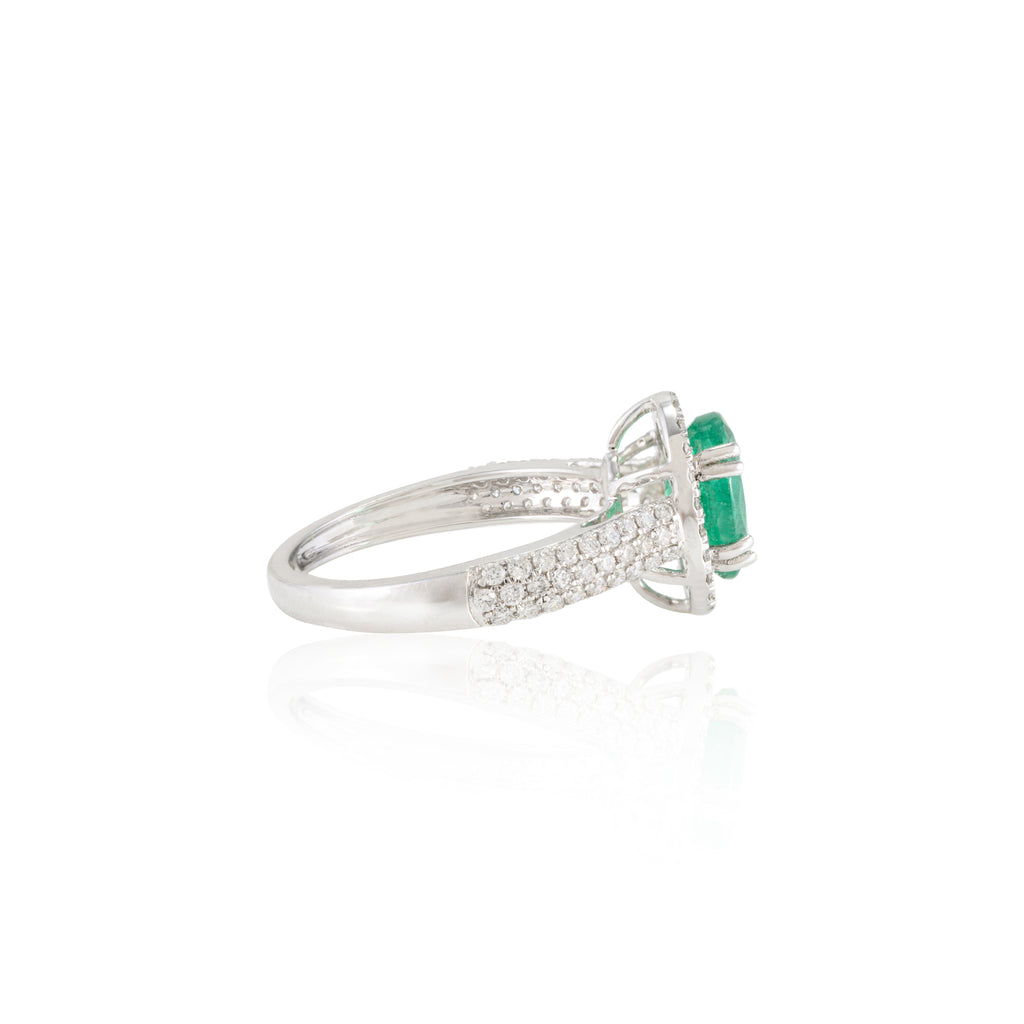 18K Gold Emerald Diamond Engagement Ring Image