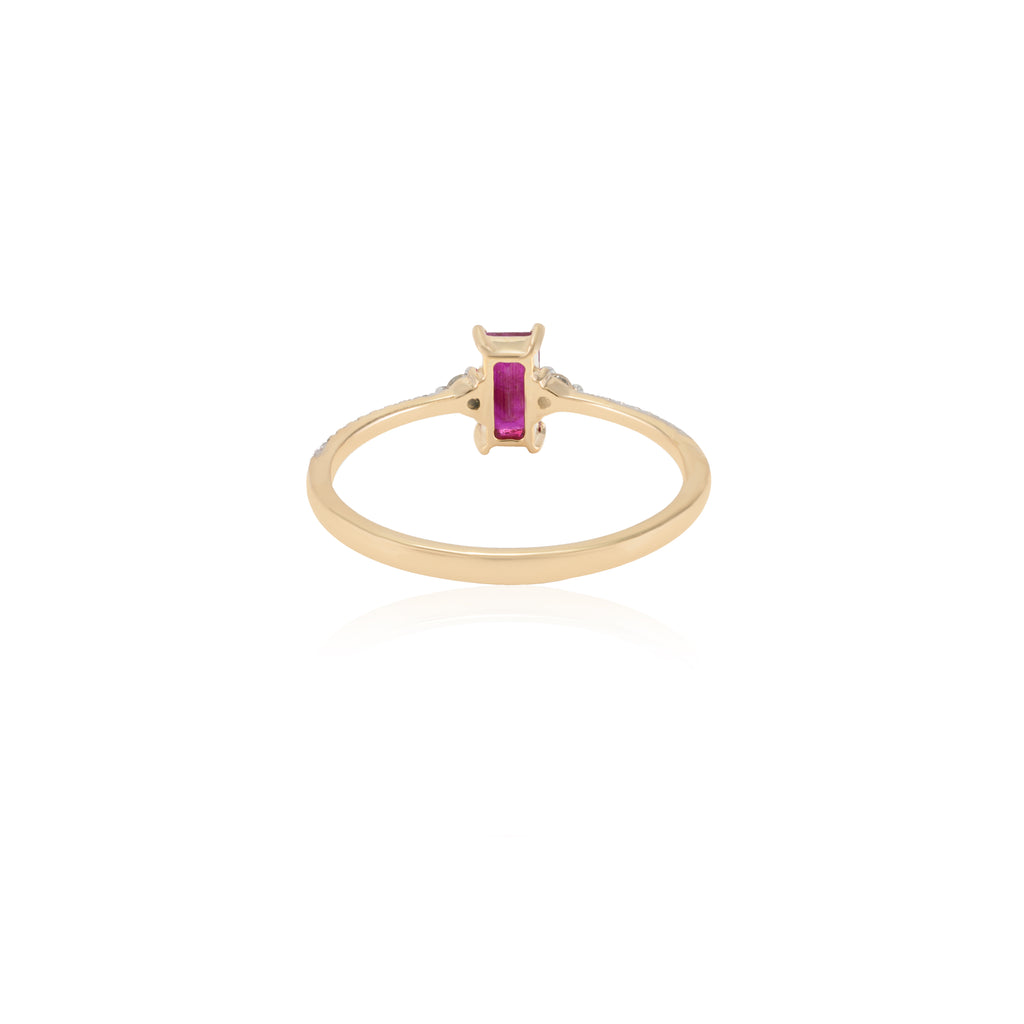 14K Gold Baguette Ruby and Diamond Wedding Ring Image