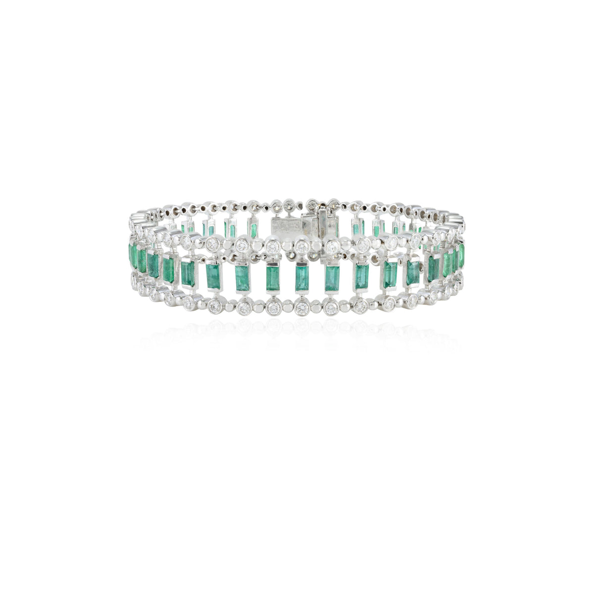 18K Gold Baguette Emerald Wedding Bracelet