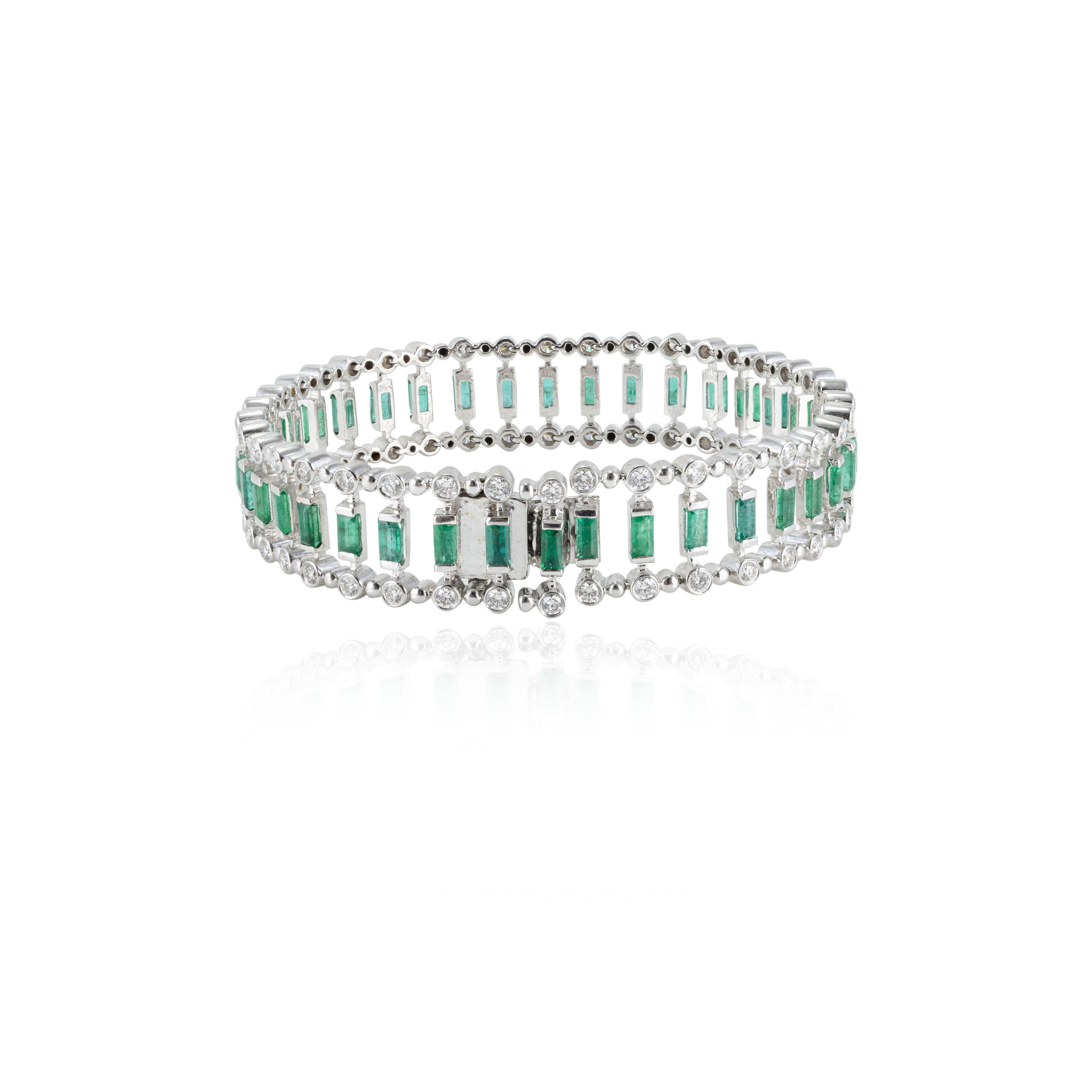 18K Gold Baguette Emerald Wedding Bracelet