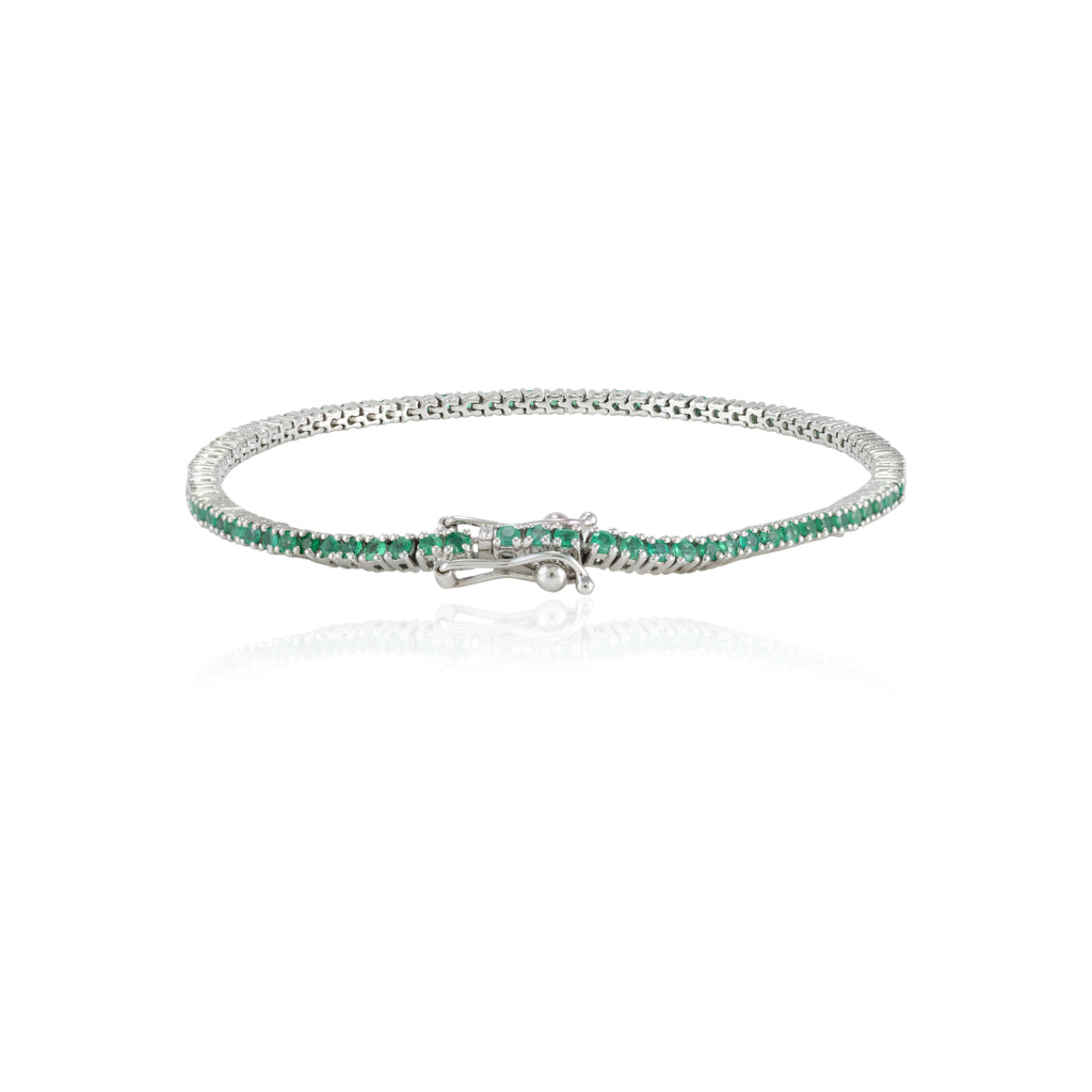 18K Gold Emerald Sleek Bracelet Image