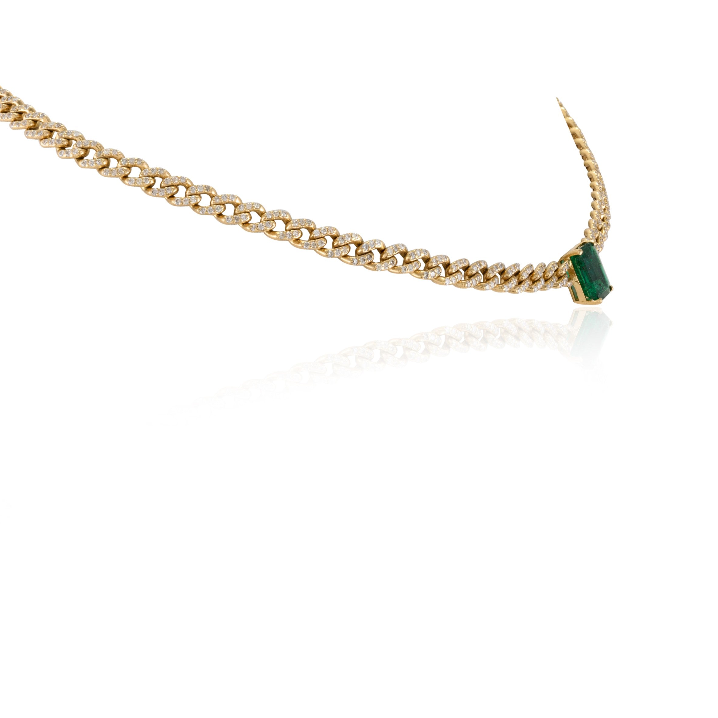 18K Gold Curb Chain Choker Necklace