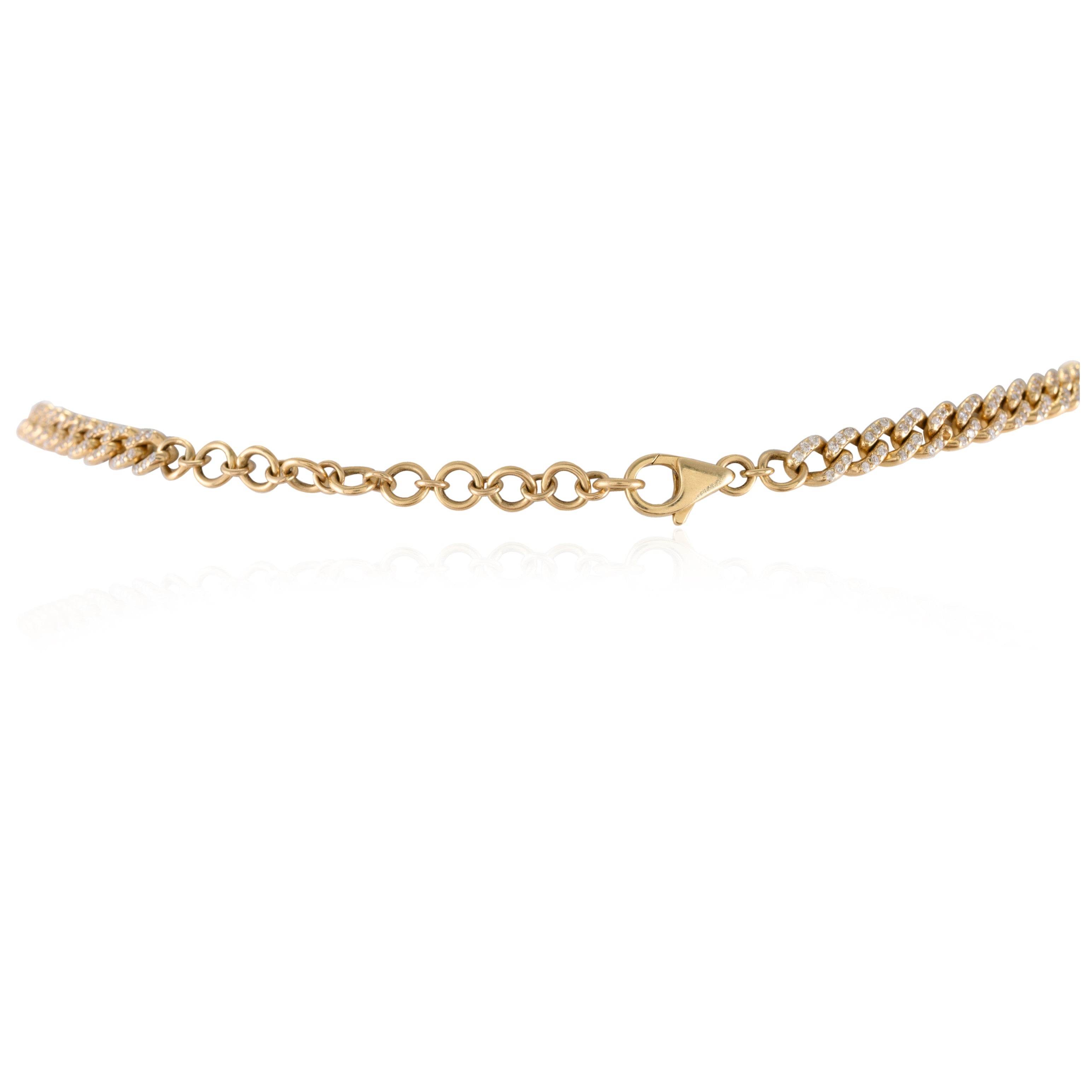18K Gold Curb Chain Choker Necklace