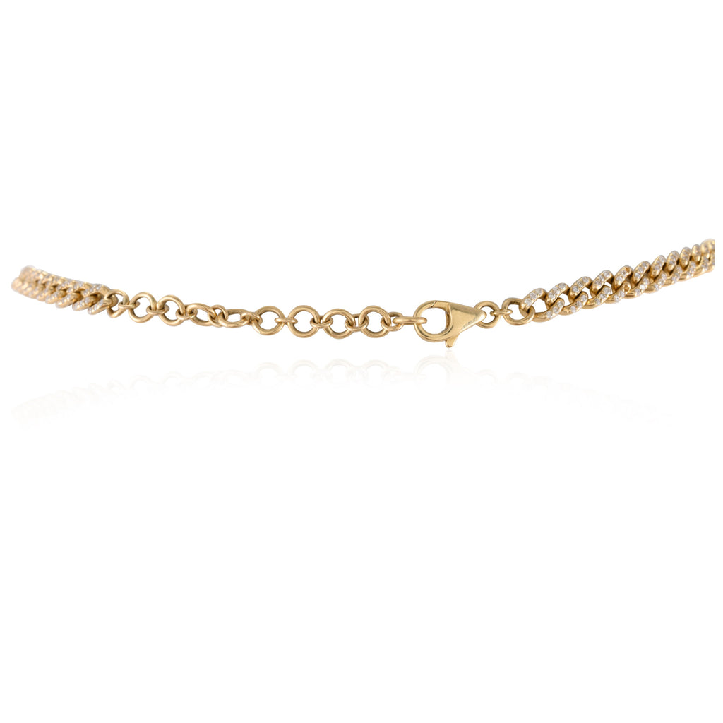 18K Gold Curb Chain Choker Necklace Image