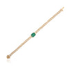 18K Gold Emerald & Diamond Curb Chain Bracelet Thumbnail