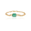 18K Gold Emerald & Diamond Curb Chain Bracelet Thumbnail