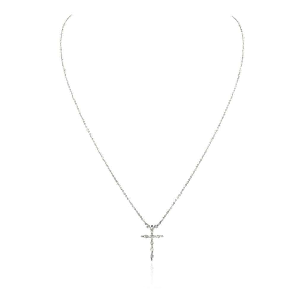18K Gold Diamond Cross Pendant Necklace Image