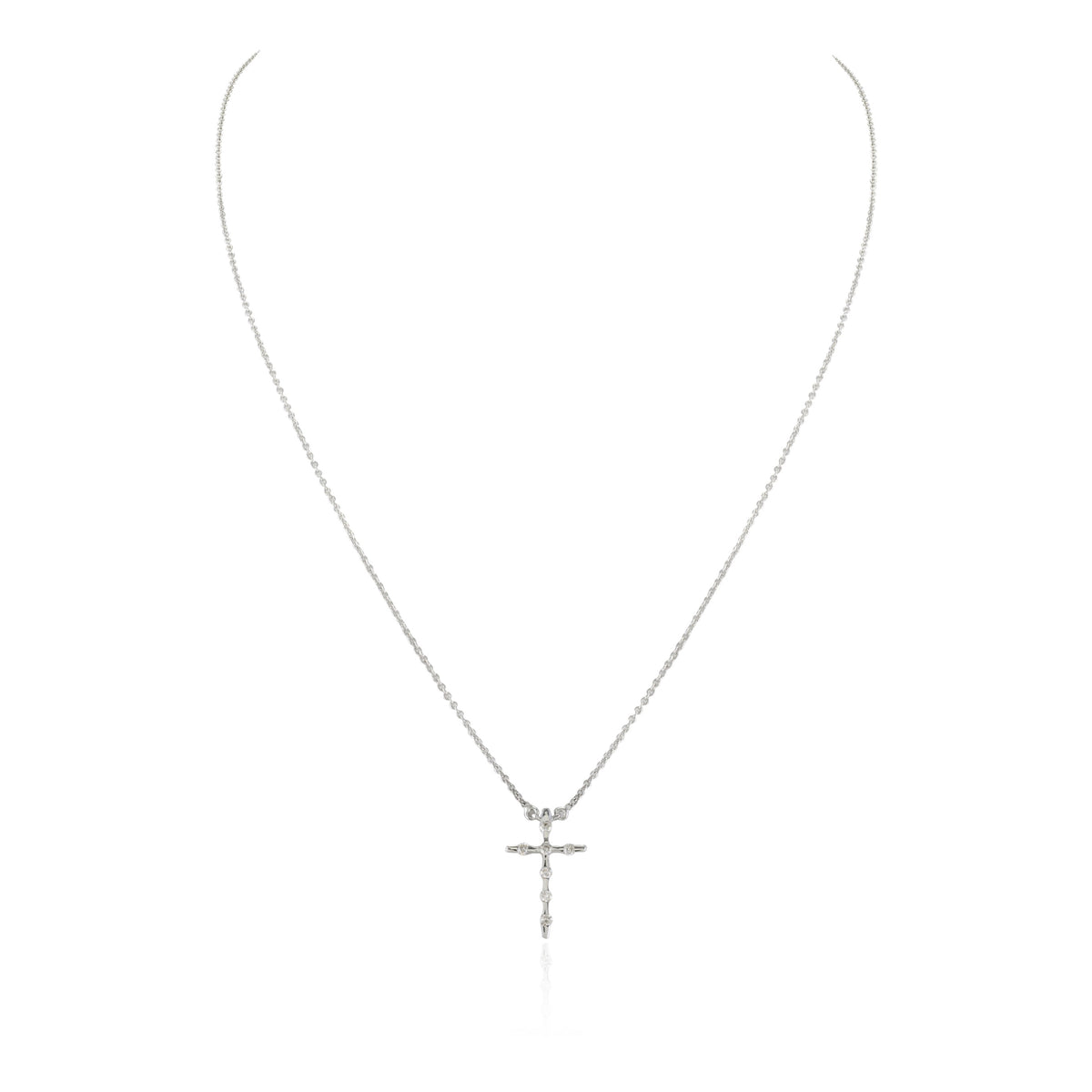 18K Gold Diamond Cross Pendant Necklace