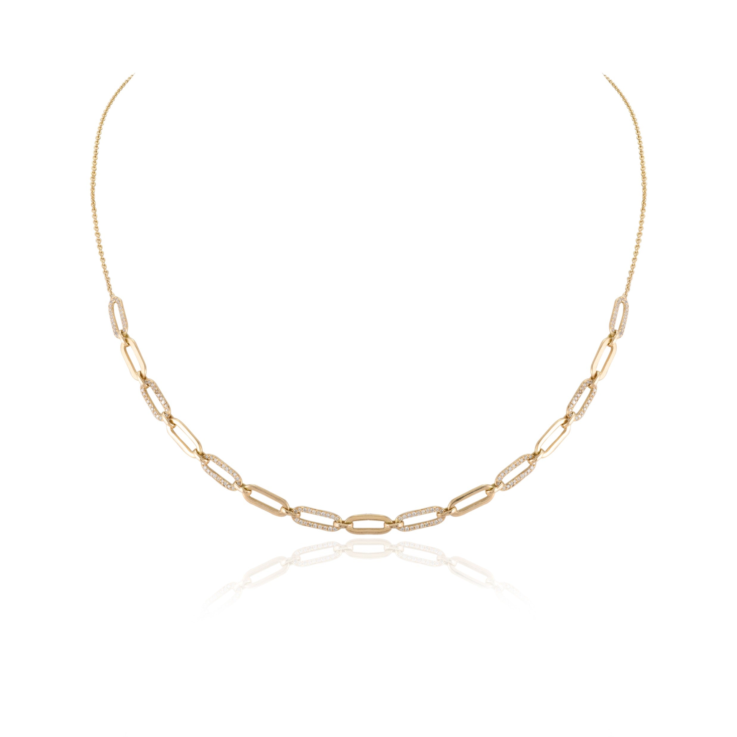 14K Gold Clip On Diamond Chain Necklace