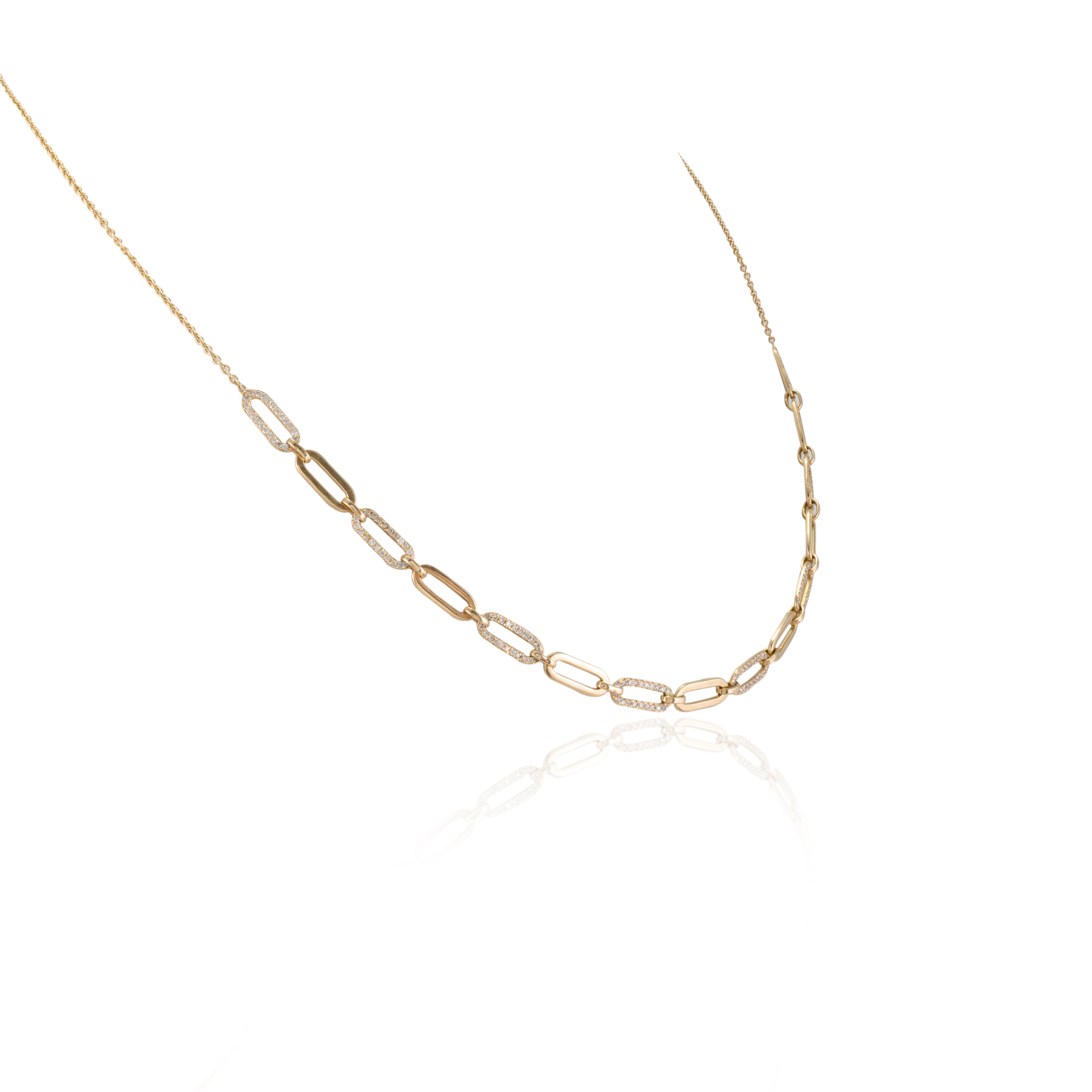 14K Gold Clip On Diamond Chain Necklace