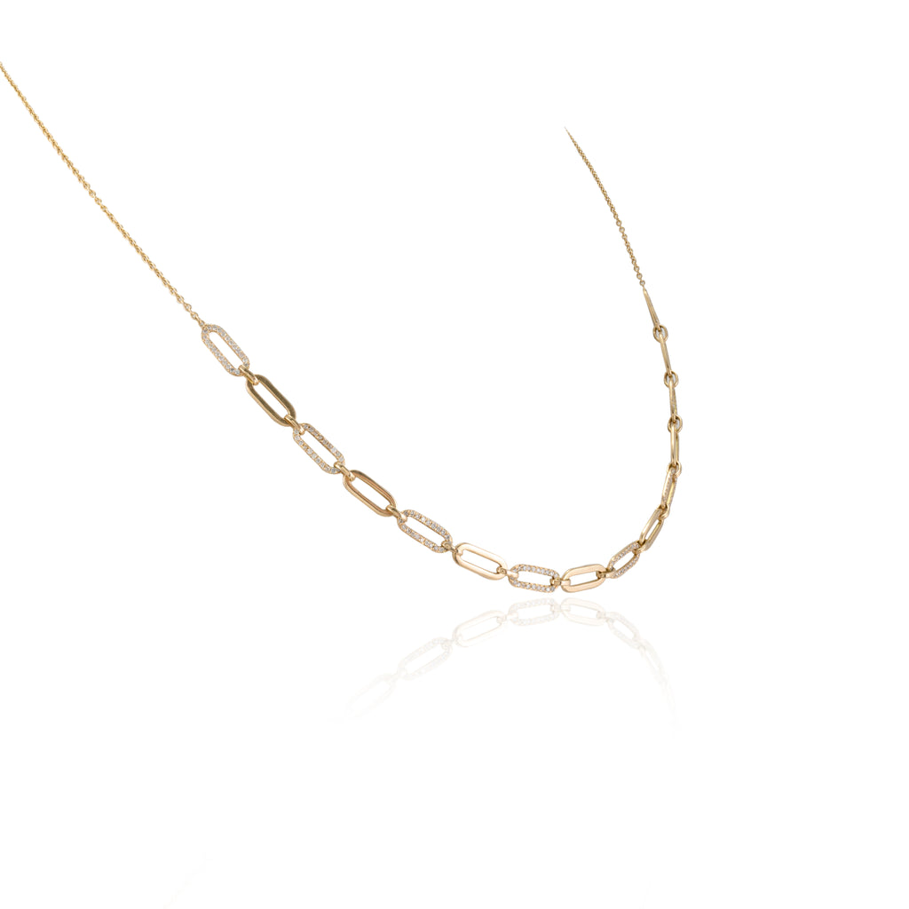 14K Gold Clip On Diamond Chain Necklace Image