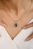 14K Gold Emerald Halo Diamond Pendant Thumbnail