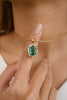 14K Gold Emerald Halo Diamond Pendant Thumbnail