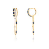 14K Gold Blue Sapphire Diamond Dangling Chain Earrings Thumbnail
