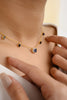 14K Gold Blue Sapphire Diamond Station Necklace Thumbnail