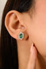 14K Gold 1.17ct Oval Emerald Diamond Cluster Earrings Thumbnail