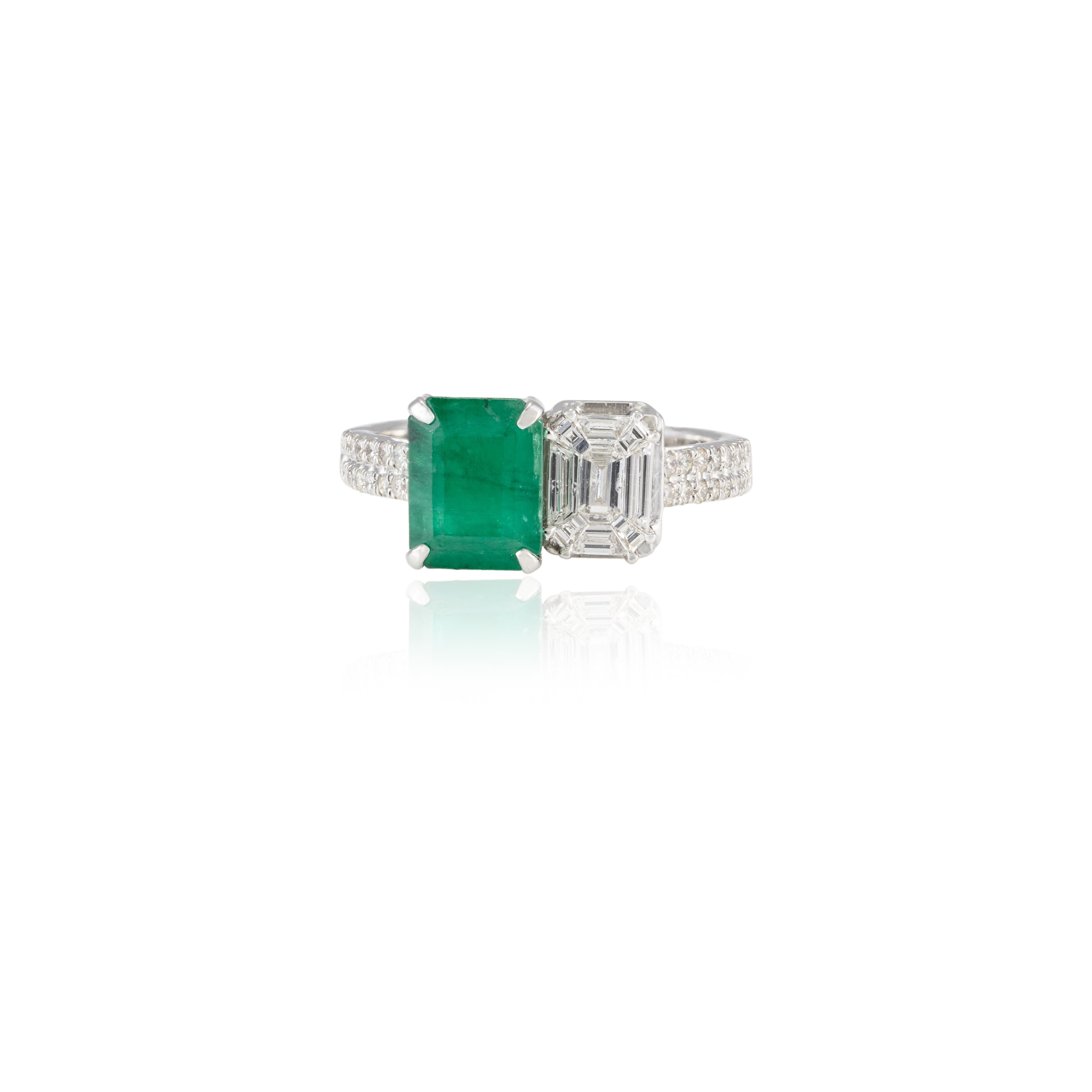 18K Gold Emerald Diamond Wedding Ring