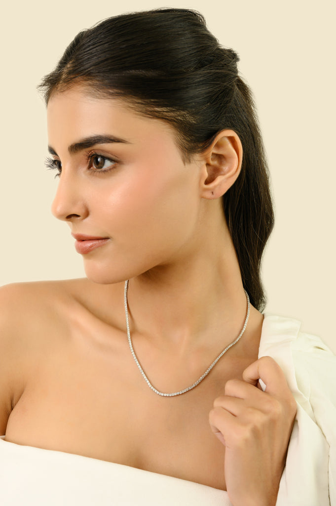 Vintage Style 6.72 Ct  Natural Diamond Wedding Necklace in 14K Gold Image