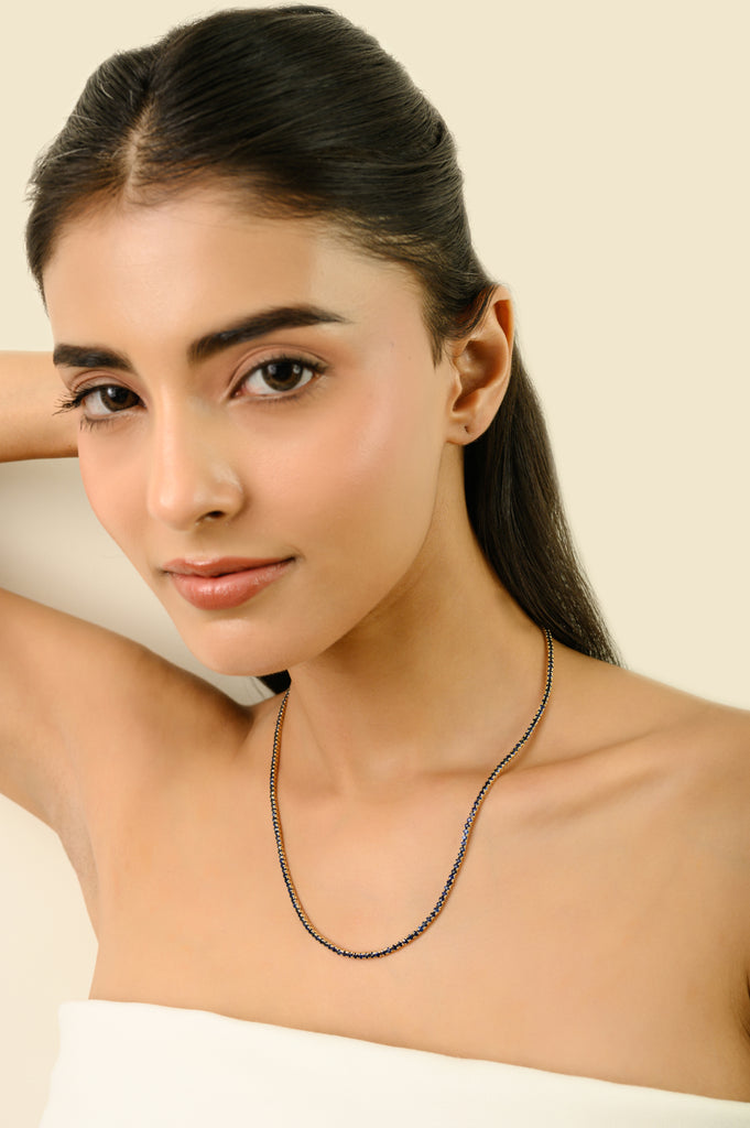 14K Gold Deep Blue 9.46 Ct Sapphire Statement Necklace For Her Image