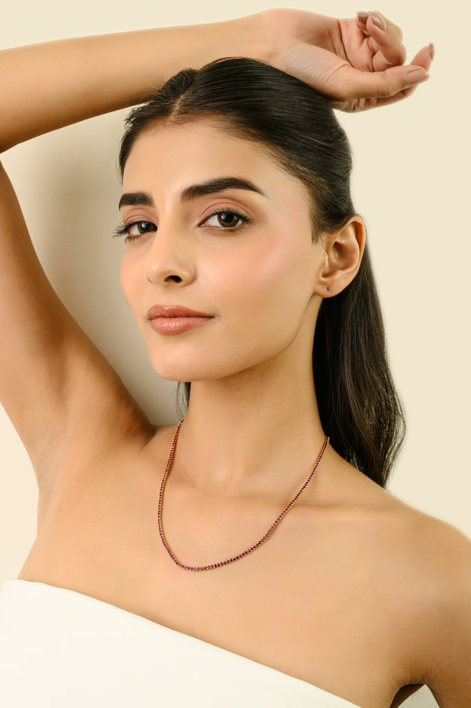 14K Gold Round Ruby 8.54 Carat Contemporary Tennis Necklace Image