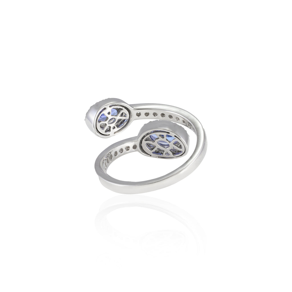 14K Gold Tanzanite Diamond Bypass Ring Image