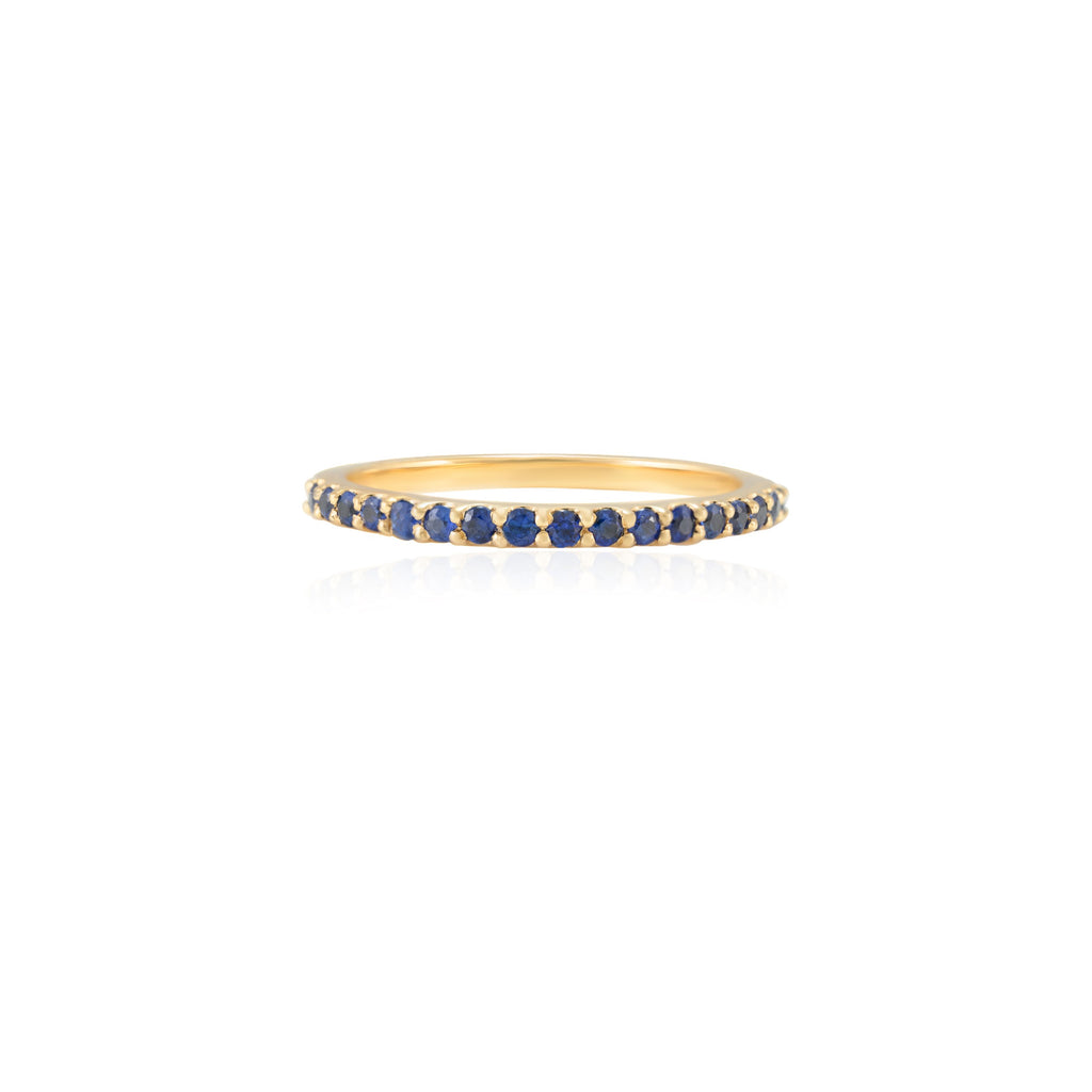 18K Gold Shared Prong Blue Sapphire Band Image