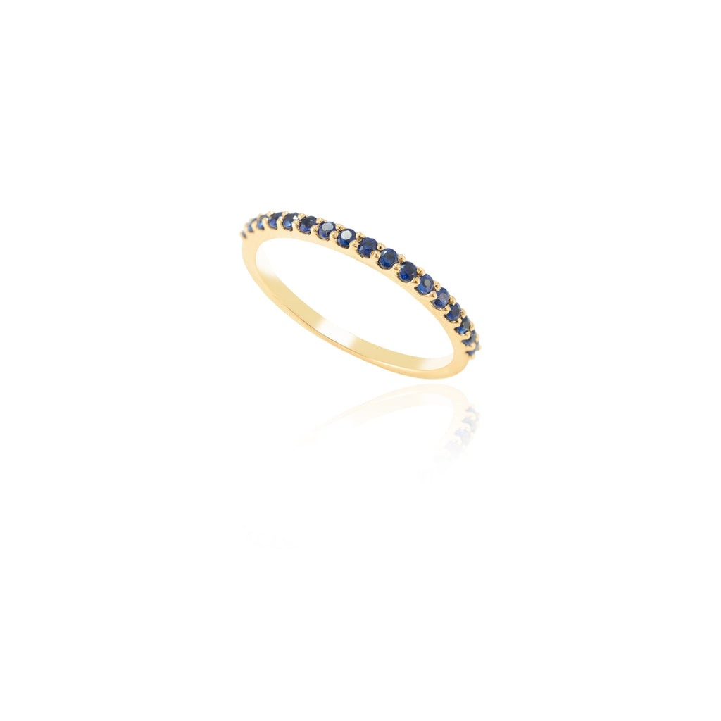 18K Gold Shared Prong Blue Sapphire Band Image