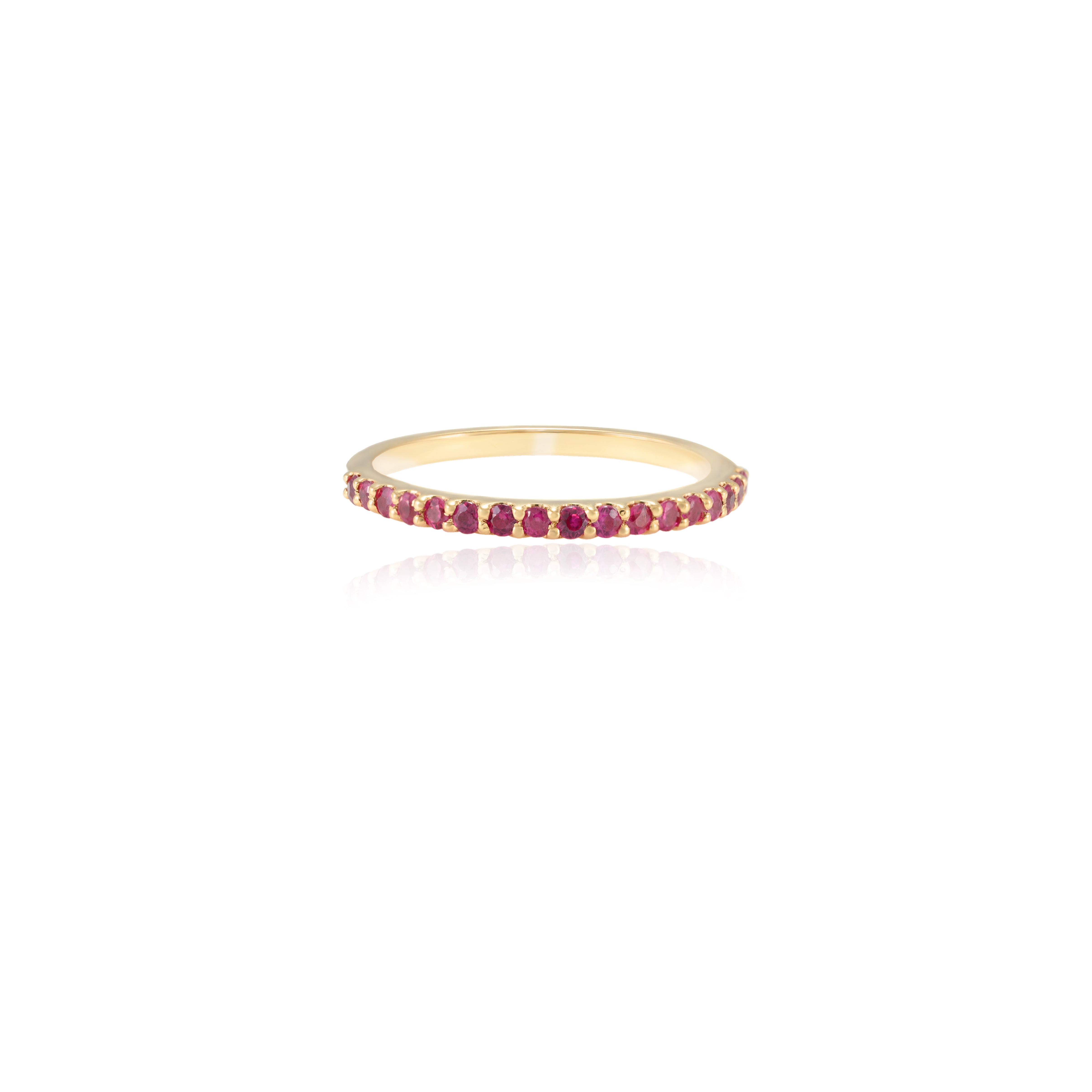 18K Gold Ruby Stackable Half Eternity Band