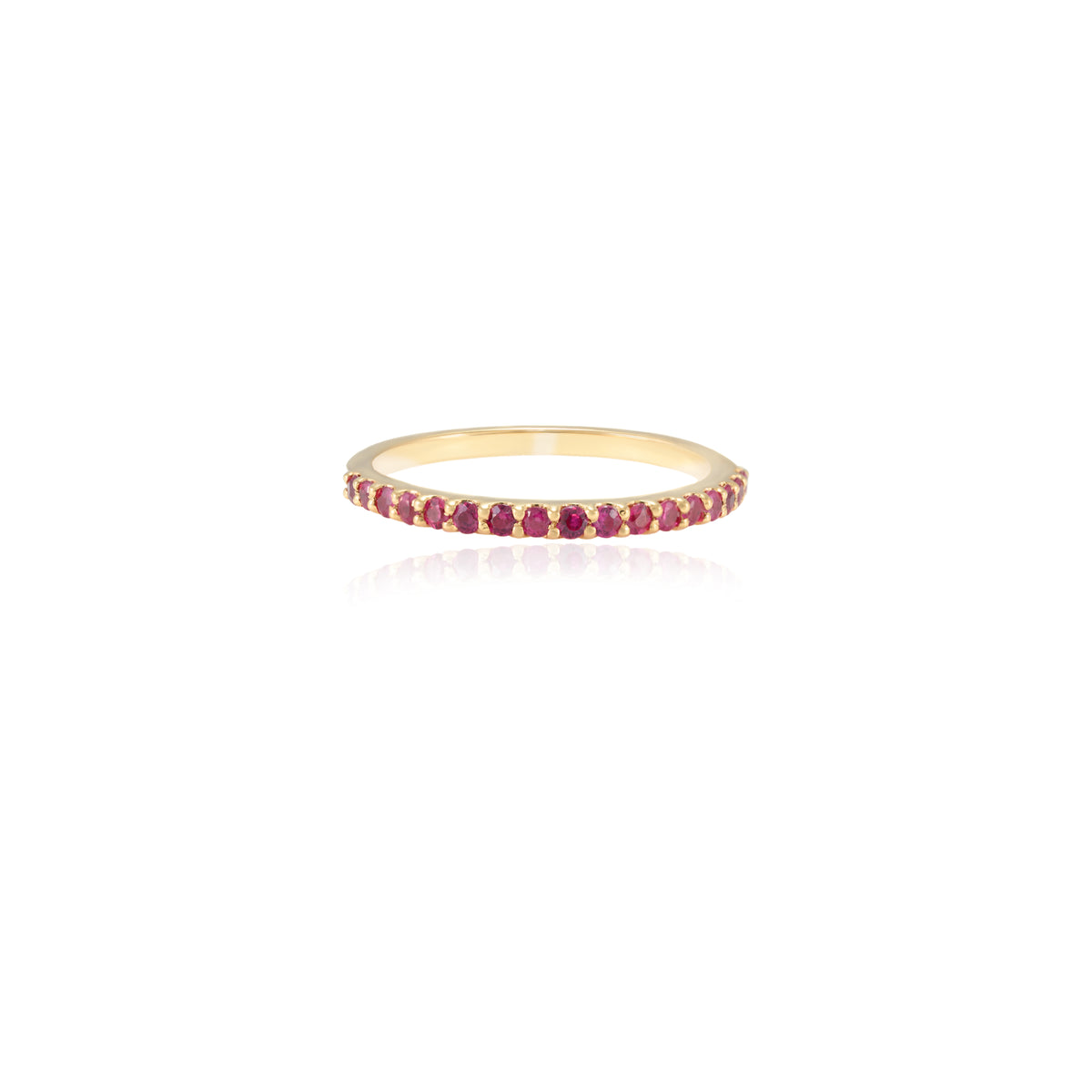 18K Gold Ruby Stackable Half Eternity Band