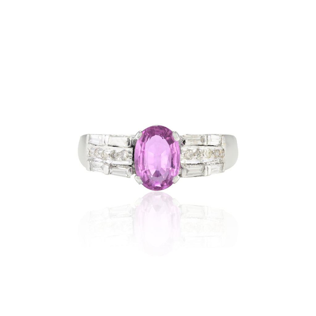 18K Gold Pink Sapphire & Diamond Ring Image