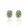 18K Gold Pear Cut Emerald Halo Stud Earrings Thumbnail