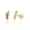 18K Gold Multi Gemstone Dainty Climber Stud Earrings Thumbnail