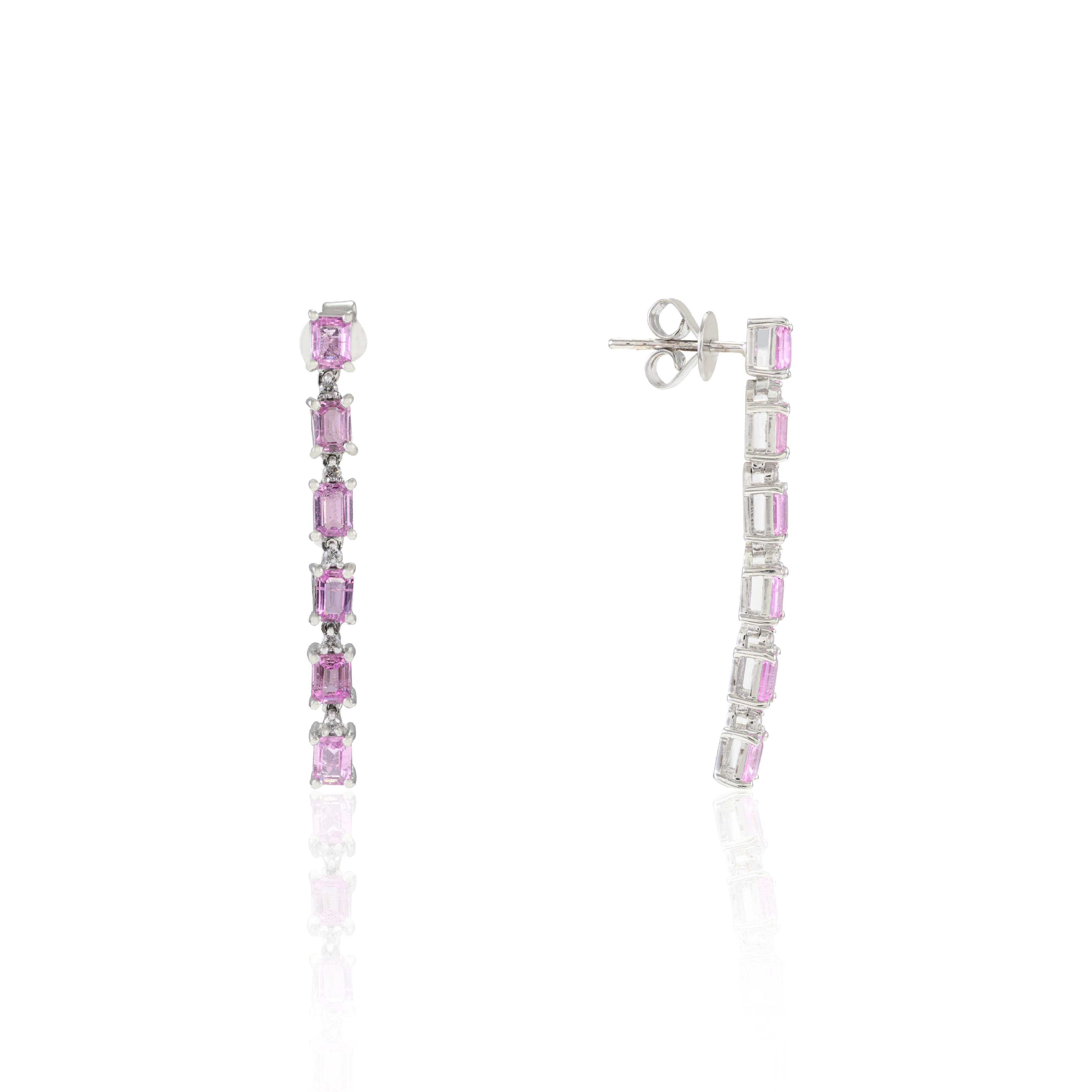 18K Gold Pink Sapphire Diamond Cocktail Earrings