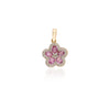 18K Gold Pink Sapphire Cherry Blossom Flower Pendant Thumbnail