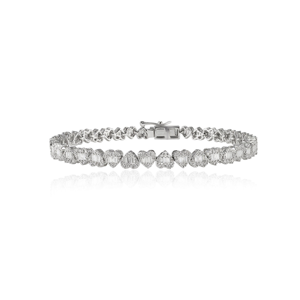18K White Gold Diamond Heart Bracelet Image