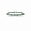 18K Gold Certified Emerald Diamond Tennis Bracelet Thumbnail