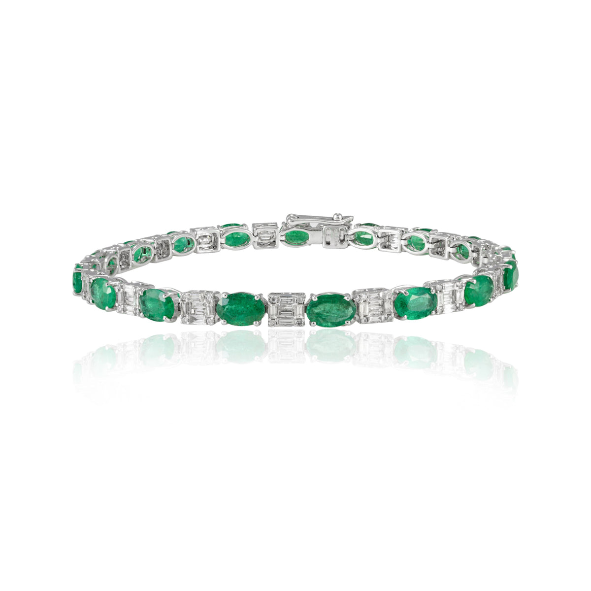 18K Gold Emerald & Diamond Tennis Bracelet