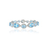18K Gold Blue Topaz & Halo Diamond Tennis Bracelet Thumbnail
