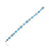 18K Gold Blue Topaz & Halo Diamond Tennis Bracelet Thumbnail