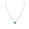 18K Gold Emerald & Halo Diamond Chain Necklace Thumbnail