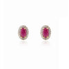 18K Gold Halo Diamond Ruby Studs Thumbnail