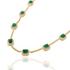 14K Gold Octagon 6.2 Ct Emerald & Diamond Halo Vintage Necklace Thumbnail