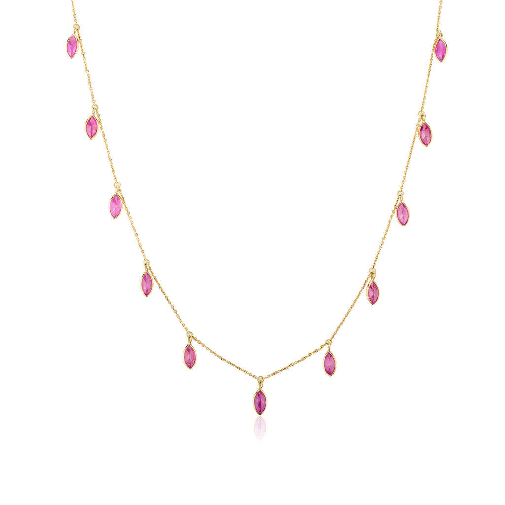 18K Yellow Gold Marquise Drop Necklace Image