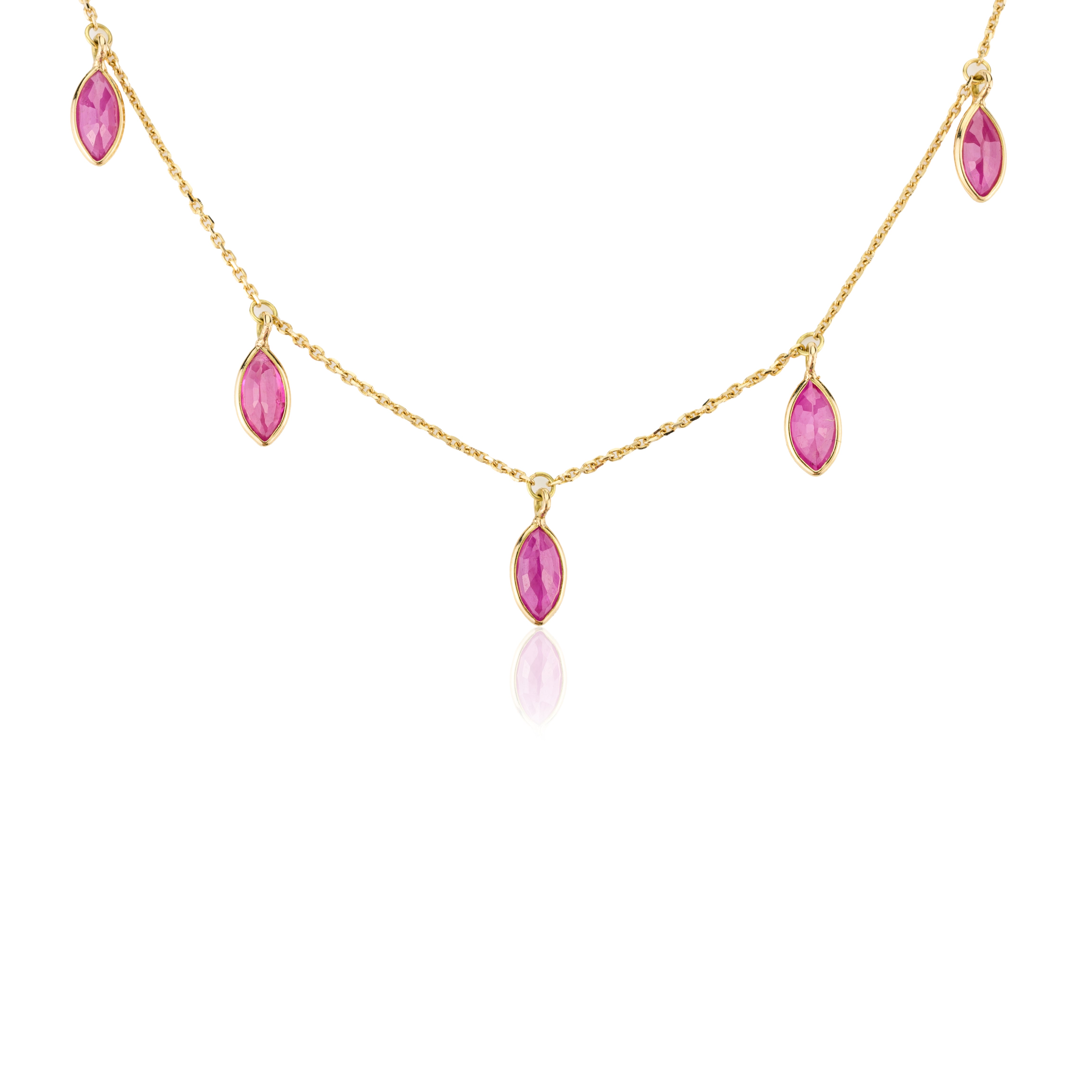 18K Yellow Gold Marquise Drop Necklace