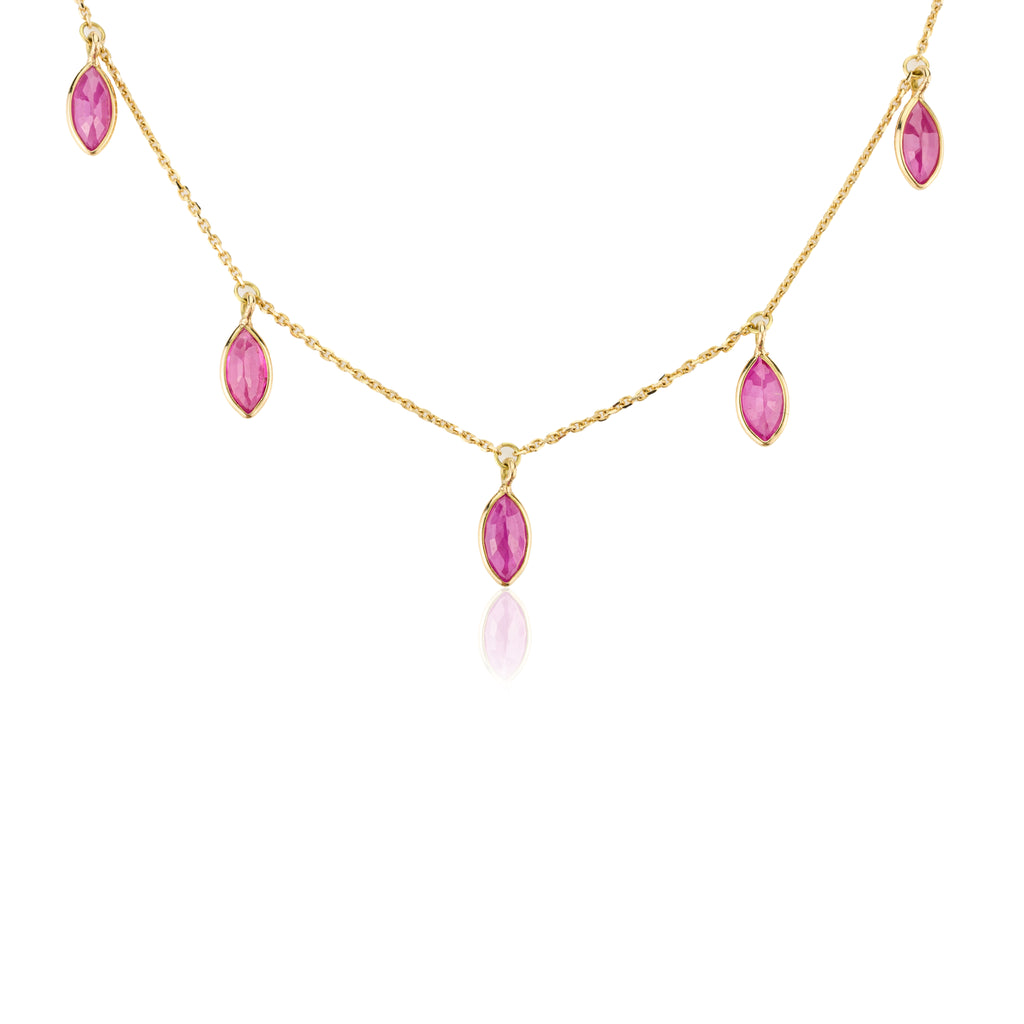 18K Yellow Gold Marquise Drop Necklace Image