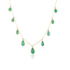 18K Solid Yellow Gold Emerald Teardrop Chain Necklace Thumbnail